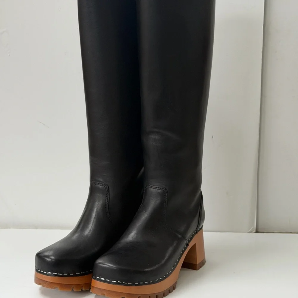 Swedish Hasbeens Black Heeled Boots NIB - Picture 8 of 9